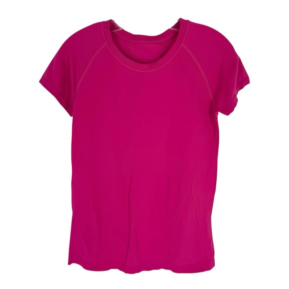 Athleta Momentum Tee Shirt Womens Size Medium Pink Stretch Short Sleeve Active - Picture 7 of 7